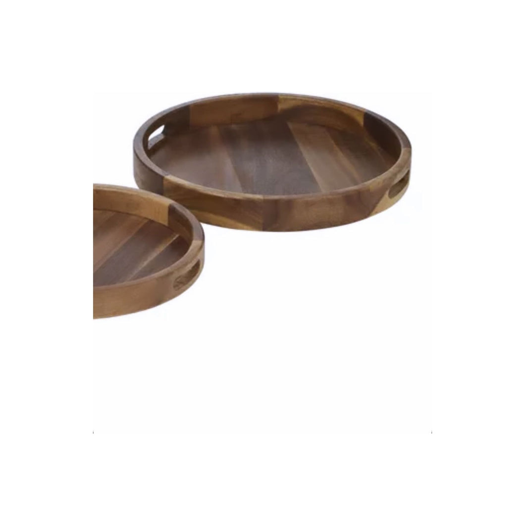 Gusto Natural Wood Round Tray - Large