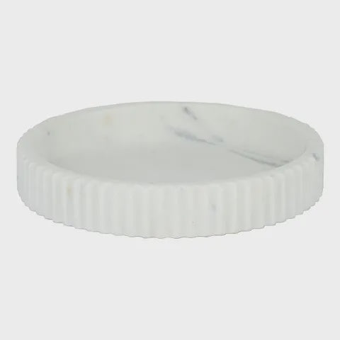 Mara Marble Round Tray - White