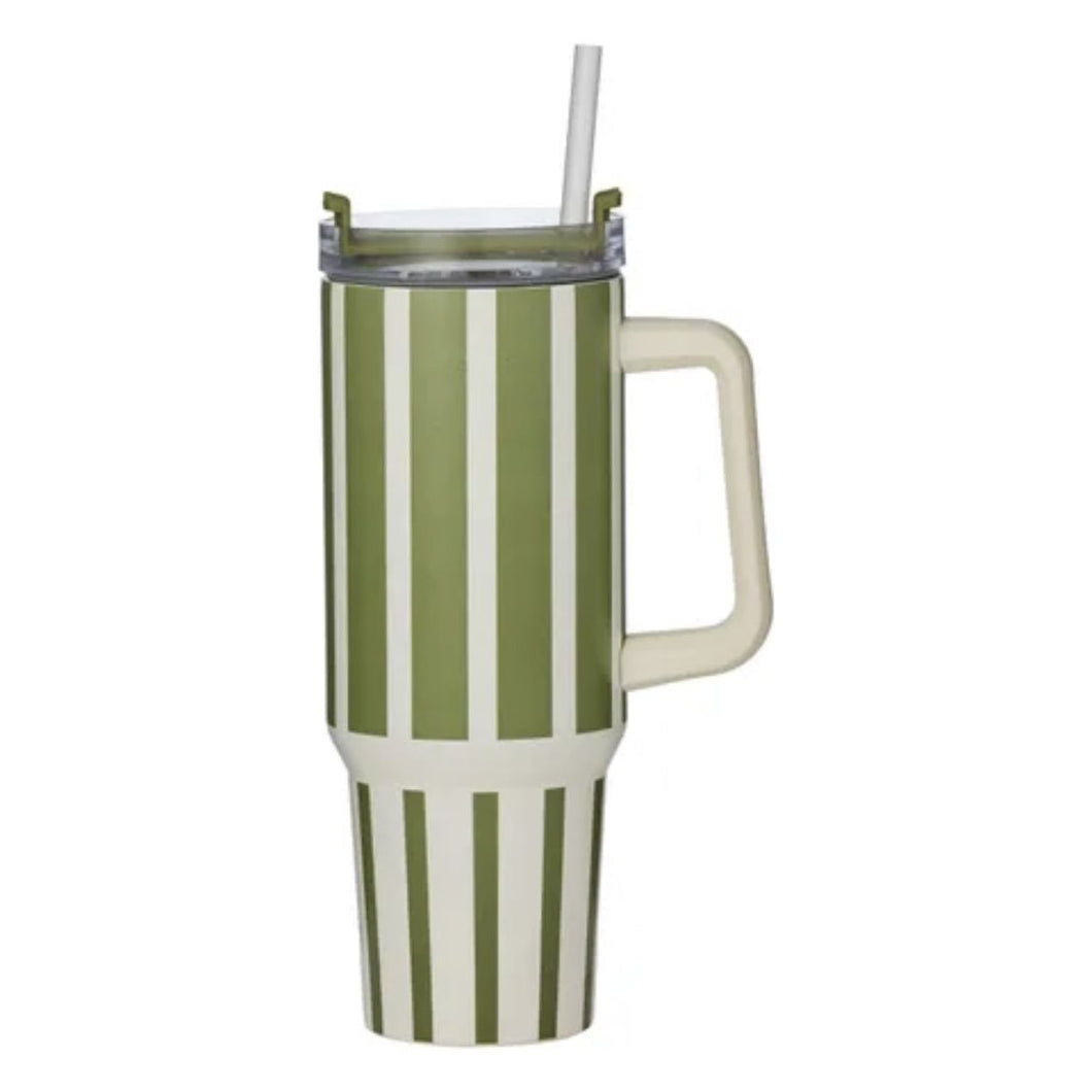 Vertice Stripe Insulated Mug 1.2L - Olive