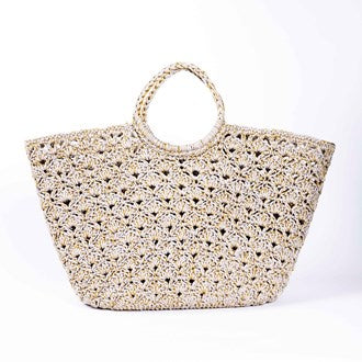 Sophia Crochet Basket - Beige Gold