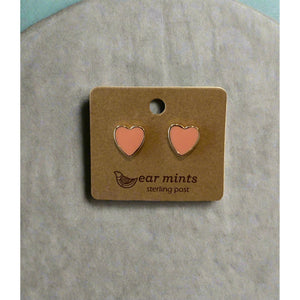 Enamel Heart Desert Pink Earrings - Gold