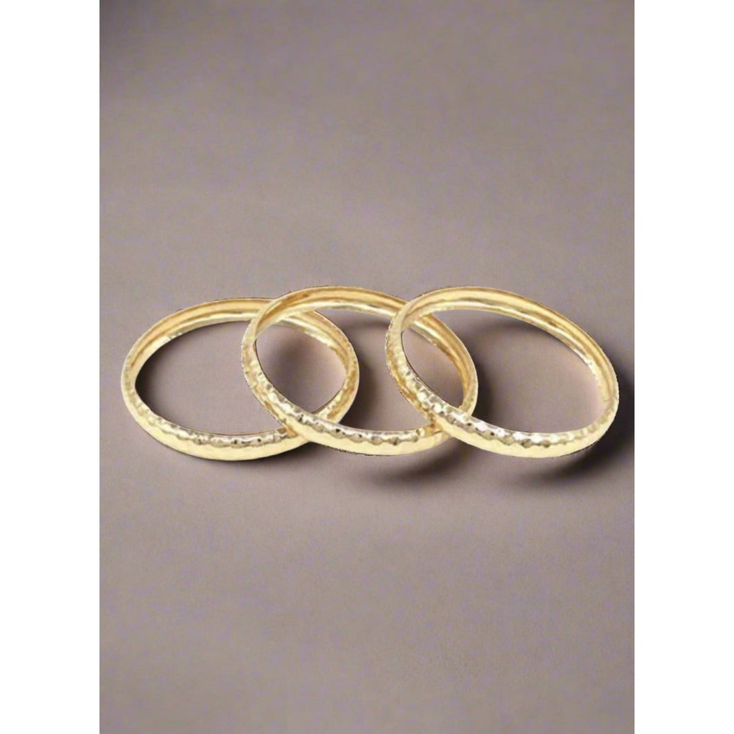 Hammered Bangle - Set of 3 - Gold