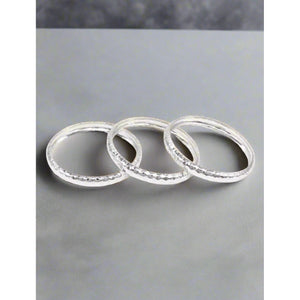 Hammered Bangle - Set of 3 - Silver