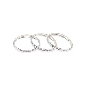 Hammered Bangle - Set of 3 - Silver