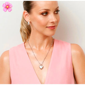 Ella Puffy Heart Necklace - Silver
