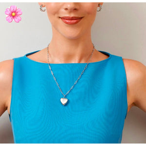 Ella Puffy Heart Necklace - Silver