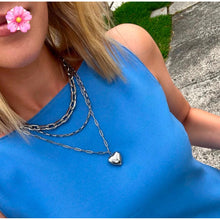 Load image into Gallery viewer, Ella Puffy Heart Necklace - Silver