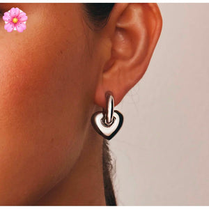 Lisa Puffy Heart Earrings - Silver
