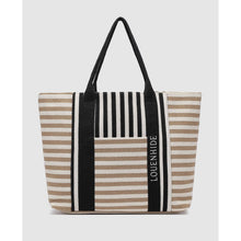 Load image into Gallery viewer, Sorrento Canvas Beach Bag - Taupe Black Stripe