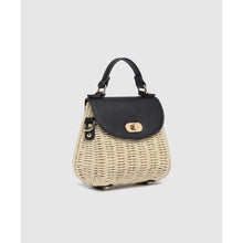 Load image into Gallery viewer, Sandy Raffia Crossbody Bag - Black