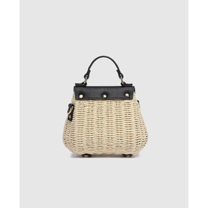 Sandy Raffia Crossbody Bag - Black