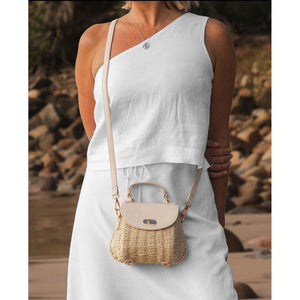 Sandy Raffia Crossbody Bag - Vanilla