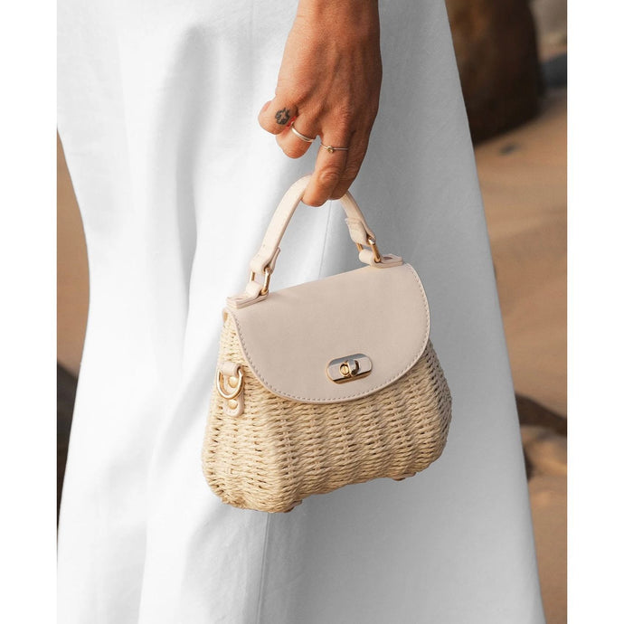 Sandy Raffia Crossbody Bag - Vanilla