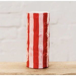 Red & Pink Stripe Vase - Medium