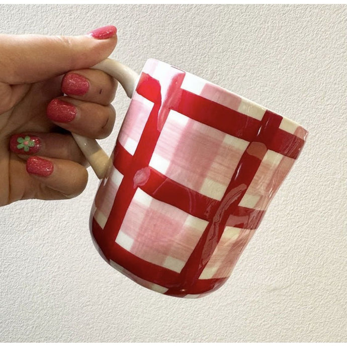 Pink & Red Gingham Mug