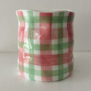 Japanese Honeysuckle. Pink & Green Gingham - Small Candle