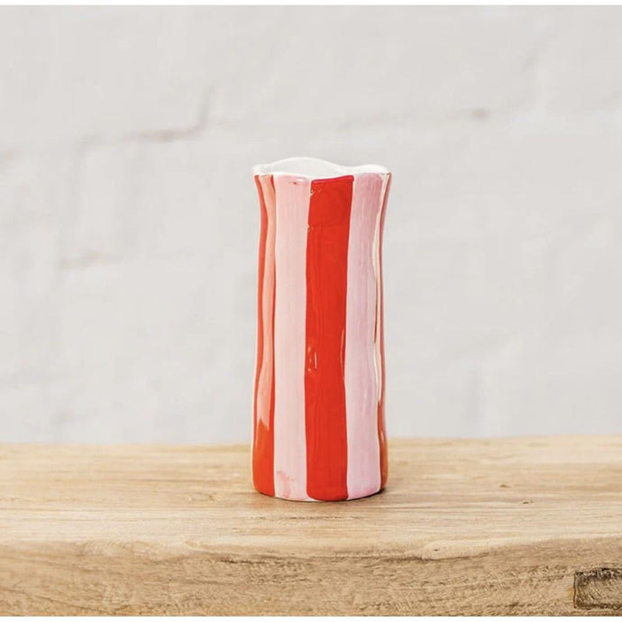 Red & Pink Stripe Vase - Small