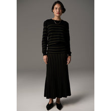Load image into Gallery viewer, Giselle Lurex Pleat Skirt - Black/Khaki