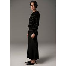 Load image into Gallery viewer, Giselle Lurex Pleat Skirt - Black/Khaki