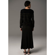 Load image into Gallery viewer, Giselle Lurex Pleat Skirt - Black/Khaki