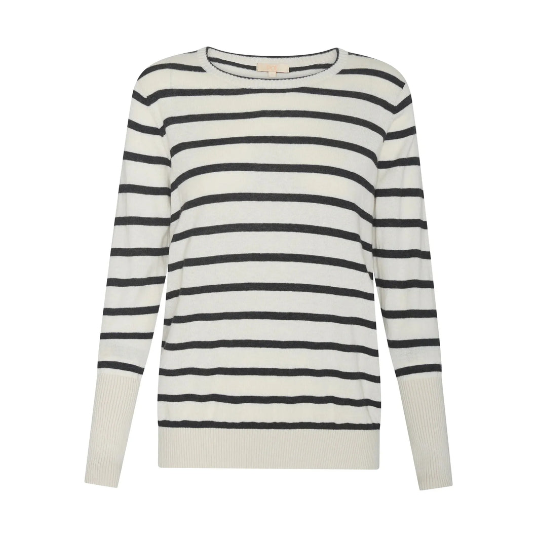 Liora Knit - Pebble/Charcoal Stripe