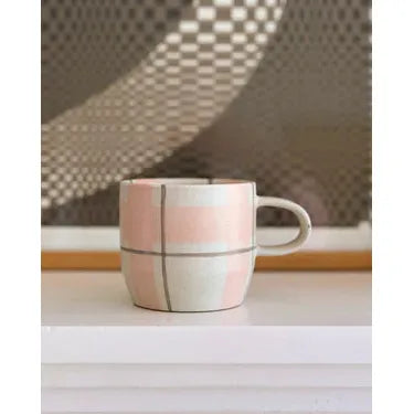 Blush & Grey Check Mug, Cat's Pyjamas