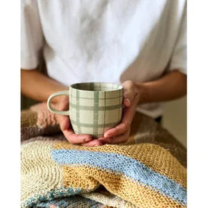 Duck Egg Check Mug, Cat's Pyjamas