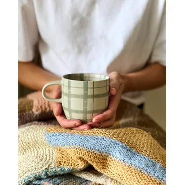 Duck Egg Check Mug, Cat's Pyjamas