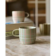 Load image into Gallery viewer, Sage &amp; Blush Check Mug, Cat&#39;s Pyjamas