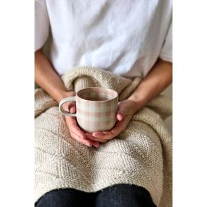 Soft Terracotta Check Mug, Cat's Pyjamas