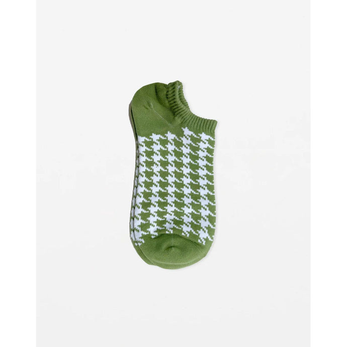 Sock Houndstooth - Moss and White