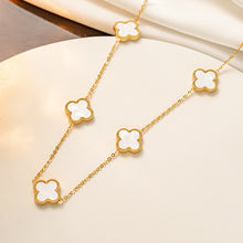 Load image into Gallery viewer, Gold Moroccan 7 Clover Necklace - White