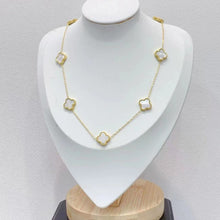 Load image into Gallery viewer, Gold Moroccan 7 Clover Necklace - White