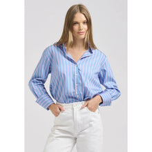 Load image into Gallery viewer, The Elodie Girlfriend Shirt - Blue Pink Stripe