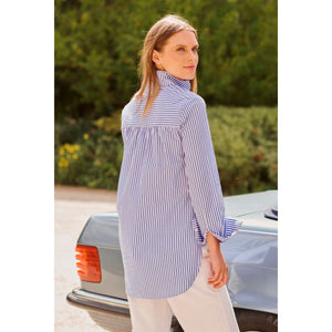 Aviva Popover Shirt - Mid Blue Stripe