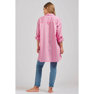 The Boyfriend Oversized Shirt - Pink Multi Stripe