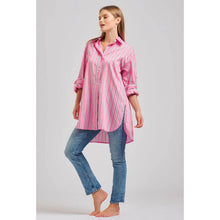 Load image into Gallery viewer, The Boyfriend Oversized Shirt - Pink Multi Stripe