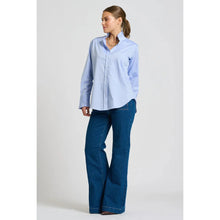 Load image into Gallery viewer, Olivia Classic Cut Frill Shirt - Blue Oxford