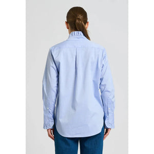 Olivia Classic Cut Frill Shirt - Blue Oxford