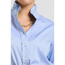Load image into Gallery viewer, Olivia Classic Cut Frill Shirt - Blue Oxford