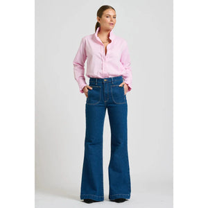 Olivia Classic Cut Frill Shirt - Pink Oxford