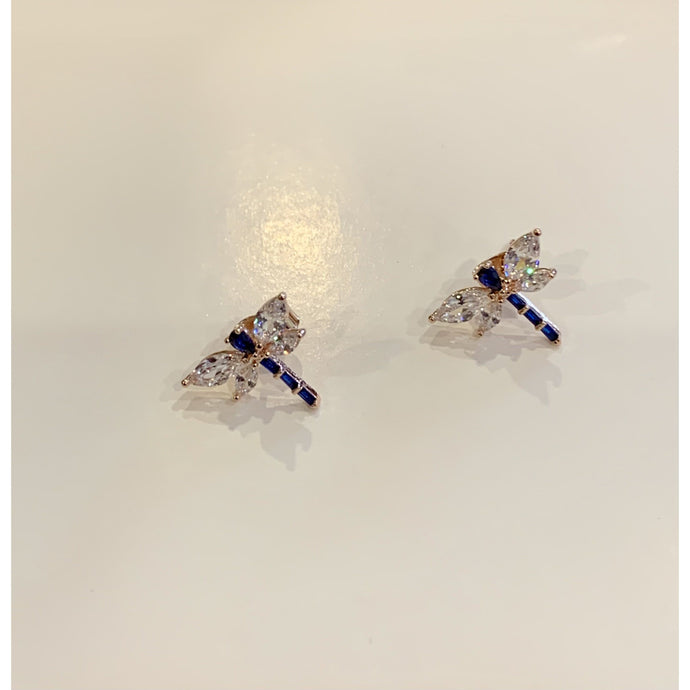 Crystal & Sapphire Dragonfly Earrings