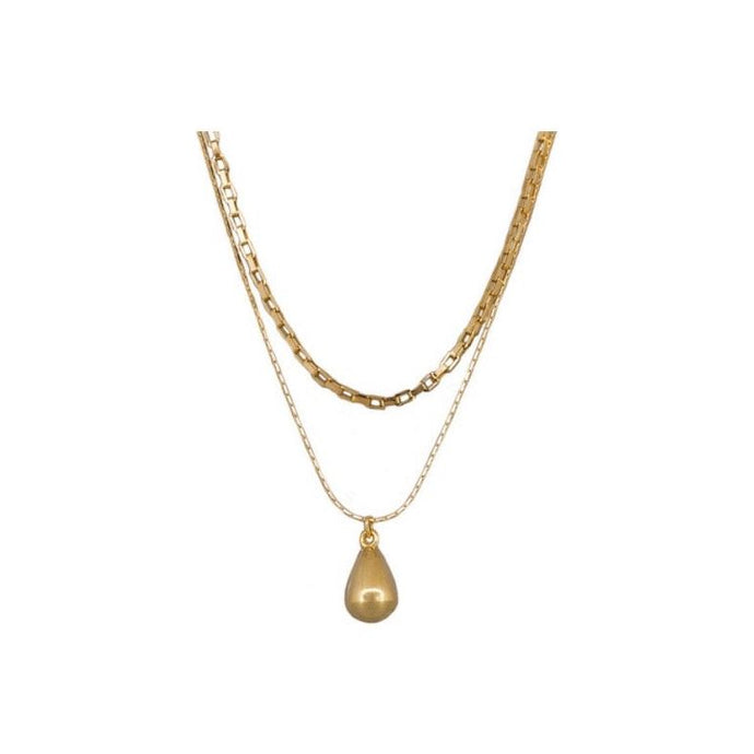 Gold Double Chain Drop Necklace