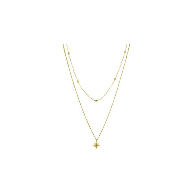 Gold Double Chain Star Necklace