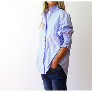 Poppy Shirt - Azure & White Stripe