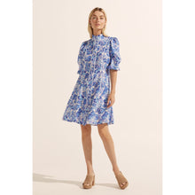 Load image into Gallery viewer, Floral summer dress in pacific blue, perfect for event wear, available at Little Miss Audrey.