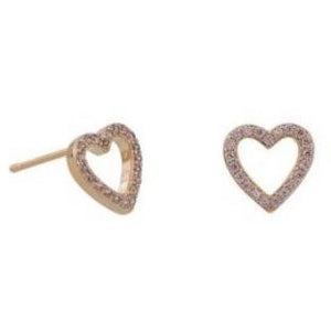 Gold & Pink Crystal Heart Studs