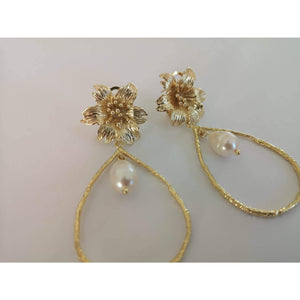 Claudia Grace Earrings in 18KT Gold Plated with Pearl