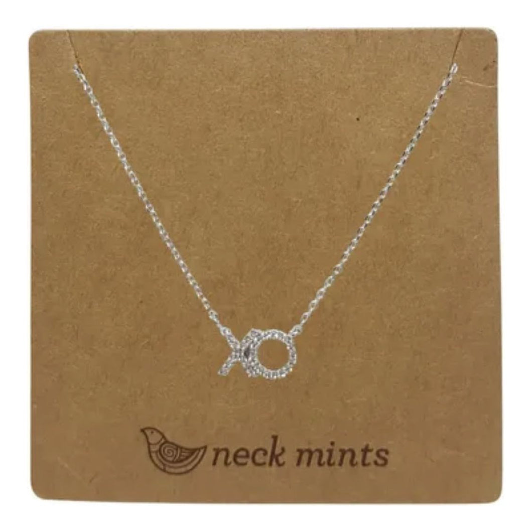 Cubic Naught & Cross Necklace - Silver