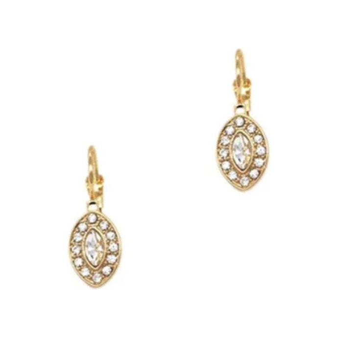 Rounded Diamond CZ Earrings - Gold/Clear